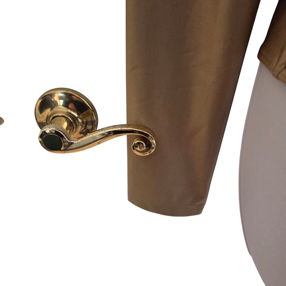 Babaton Contour Square Neck Long Sleeve One Piece Bodysuit Gold Tan Medium Satin - Picture 2 of 8